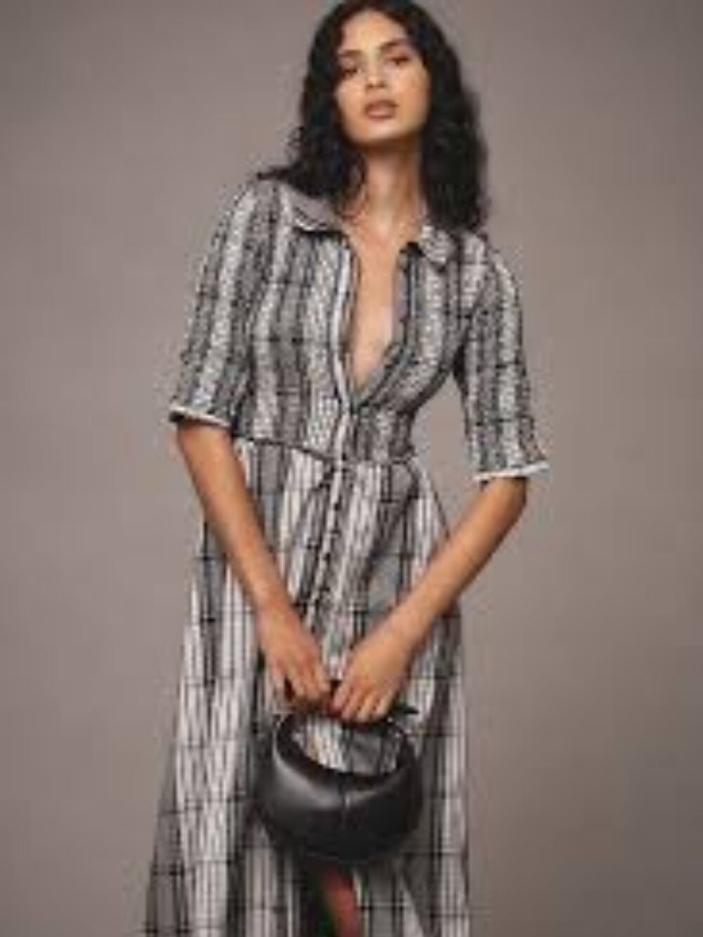 Anthropologie Maeve Short-Sleeve Smocked Midi Shirt Dress  LARGE NEW